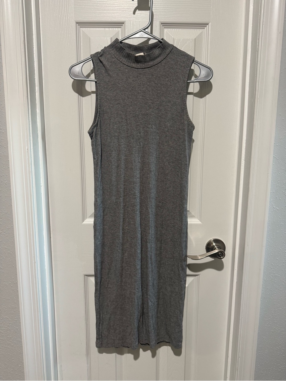 H&M Sleeveless Mock Neck Midi Dress in Charcoal Gray